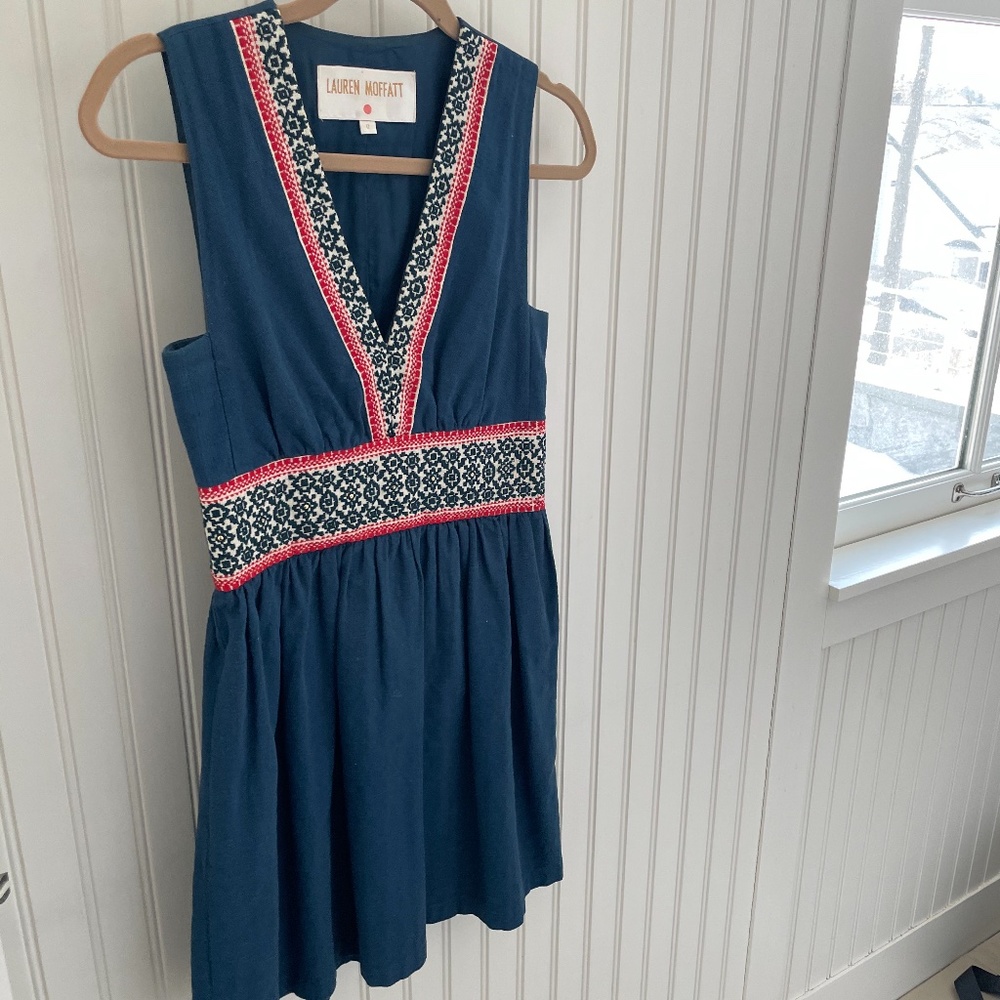 Lauren Moffet Embroidered Dress - Size 0
